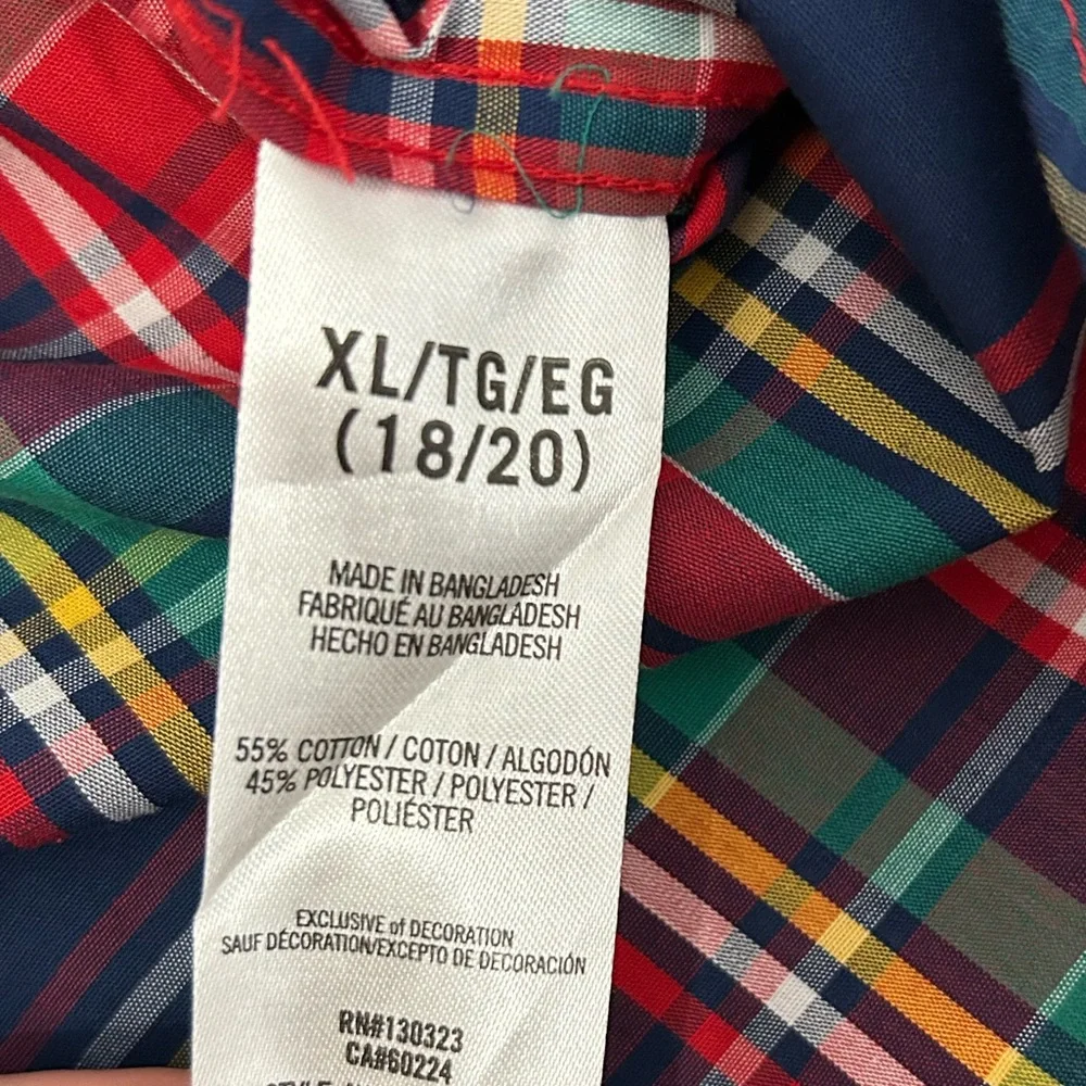 Nautica Plaid Button Down Shirt Boys XL 18/20